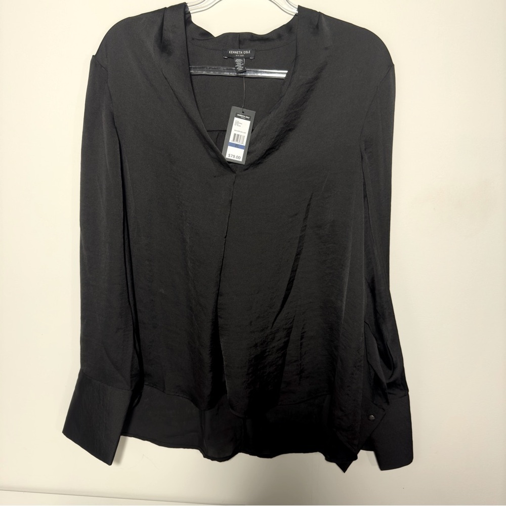 NWT- Kenneth Cole Black Long Sleeve Blouse Women’s Size XL